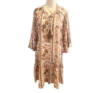 Debbie Katz | South beach Floral Cover-Up Tiered Mini Dress Sz S